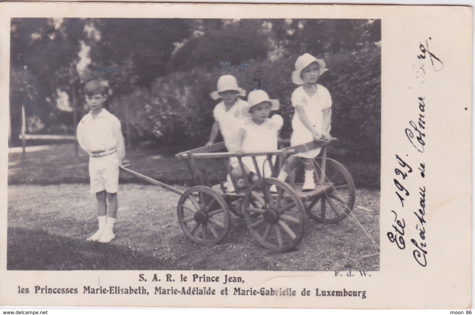 CARTE PHOTO - FAMILLE ROYAL GRAND DUCALE - LES ENFANTS GRAND DUCAUX -  CHATEAU  DE COLMAR BERG ÉTÉ 1929 - Famiglia Reale