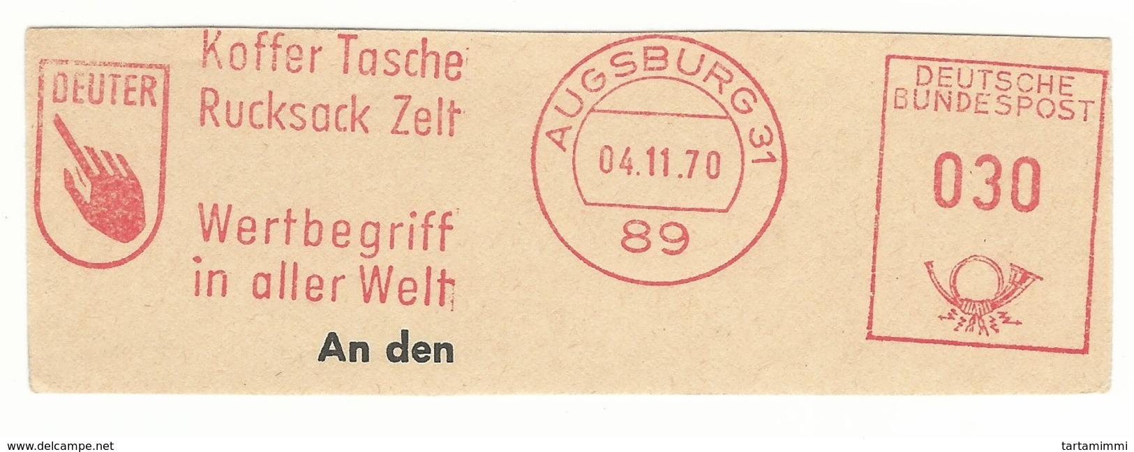 EMA AFS METER STAMP FREISTEMPEL - GERMANY CUT WURZBURG 1968 HAND MANO MAIN HUMAN BODY PARTS FINGER - Altri & Non Classificati