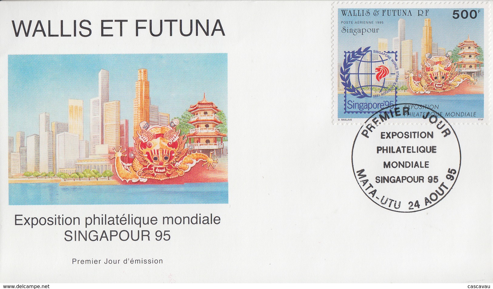 Enveloppe   FDC   1er  Jour   WALLIS  ET  FUTUNA    SINGAPOUR  95   Exposition  Philatélique  Mondiale  1995 - FDC