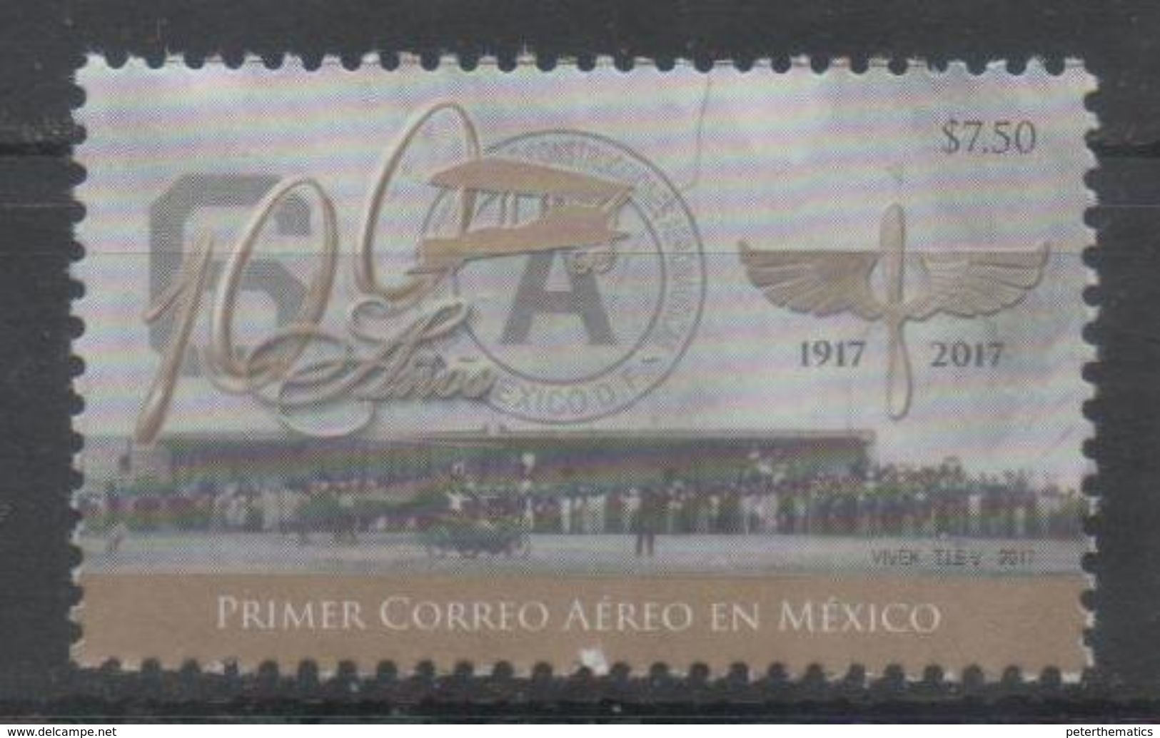 MEXICO , 2017, MNH, 100th ANNIVERSARY OF FIRST INTERNATIONAL POST FLIGHT, PLANES,  1v - Airplanes