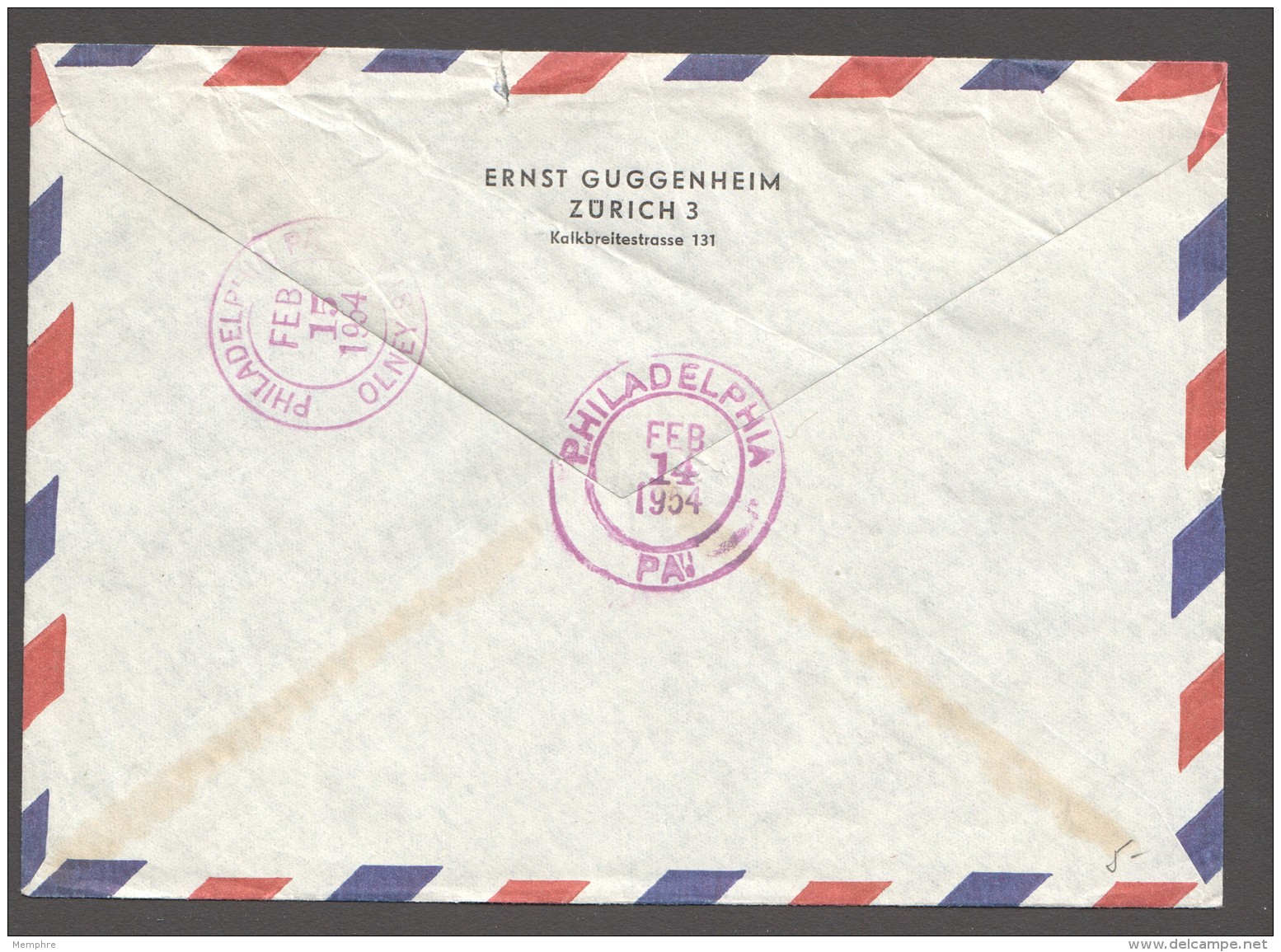 1954  Lettre Aérienne Recommandée Pour Les USA Zum 148-, 150-2  De Ernst Guggenheim - Lettres & Documents