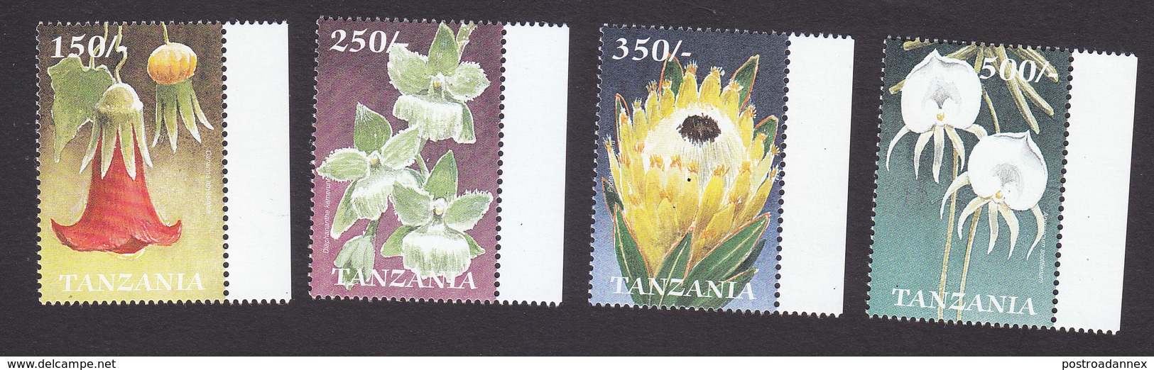 Tanzania, Scott #2032-2035, Mint Never Hinged, Flowers, Issued 1999 - Tanzania (1964-...)