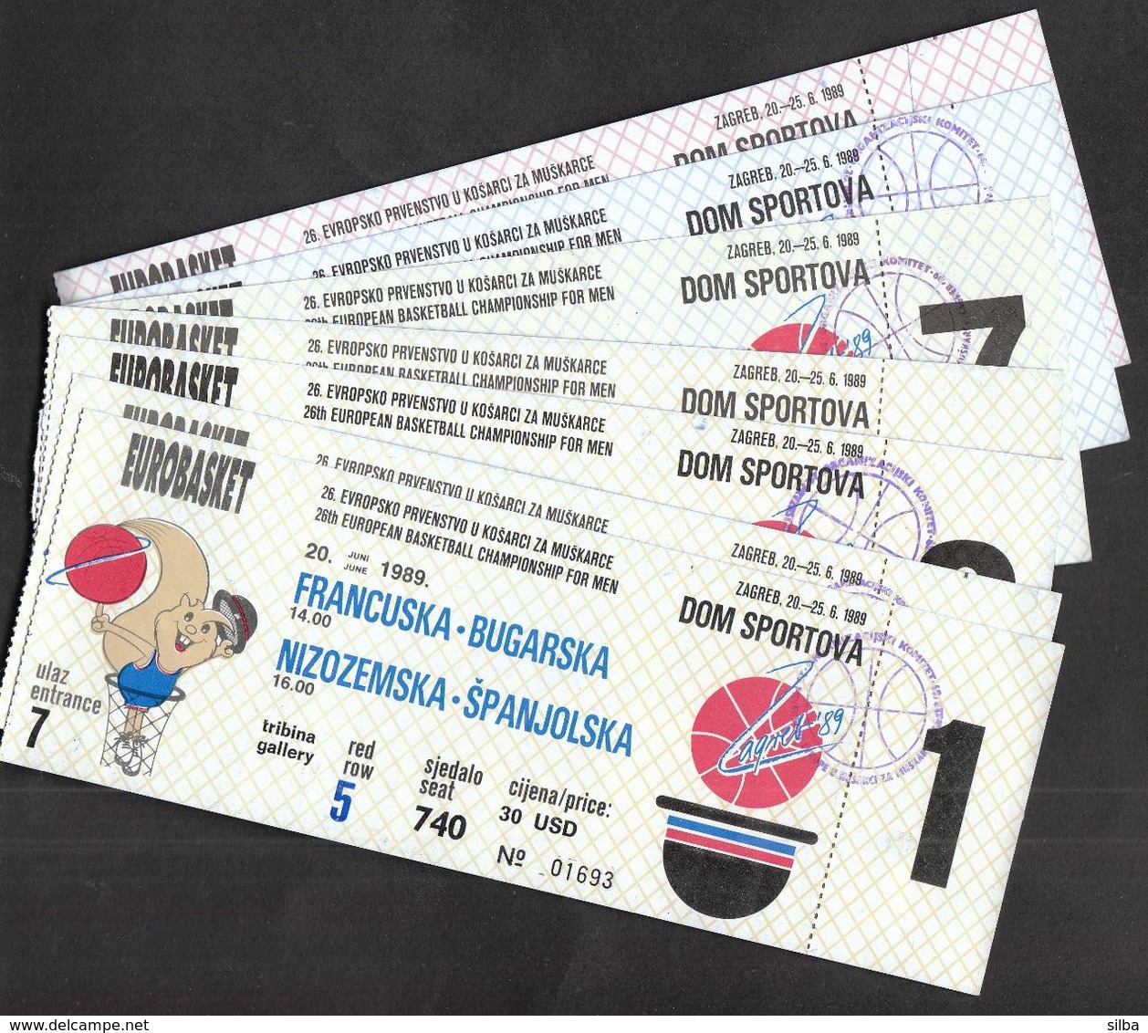 Yugoslavia Croatia Zagreb 1989 / FIBA 26th European Basketball Championship Men / EUROBASKET / Ticket - Tickets - Vouchers