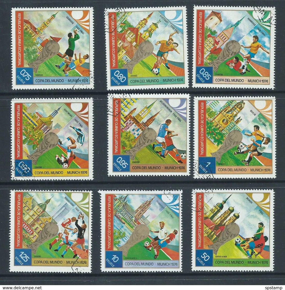 Equatorial Guinea 1974 Soccer World Cup Germany Set Of 9 FU - 1974 – West-Duitsland