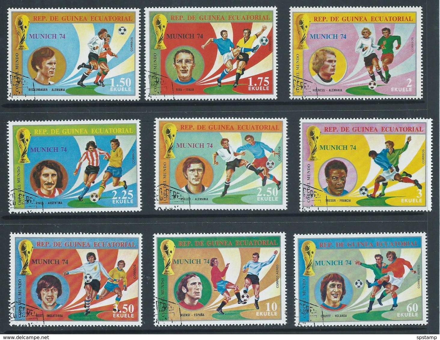 Equatorial Guinea 1974 Soccer World Cup Germany Star Player Set Of 9 FU - 1974 – West Germany