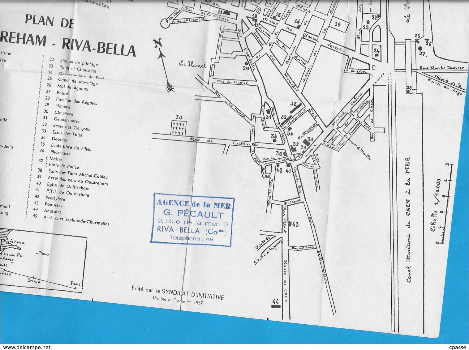 Carte PLAN 14 OUISTREHAM RIVA-BELLA Calvados (cachet Agence De La Mer G.PECAULT) - Autres & Non Classés