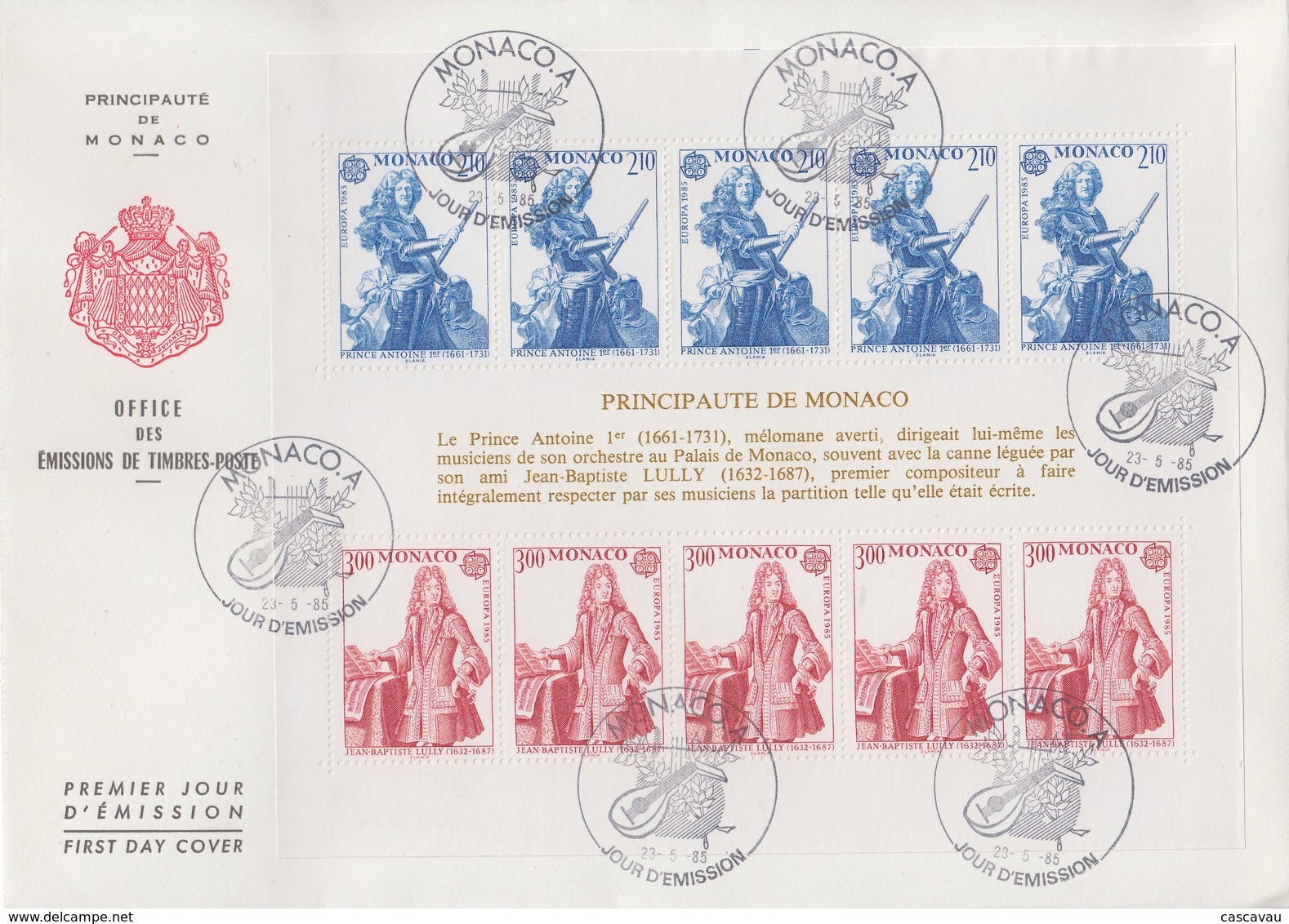 Enveloppe  FDC  1er  Jour   MONACO   Bloc   Feuillet    EUROPA    1985 - 1985