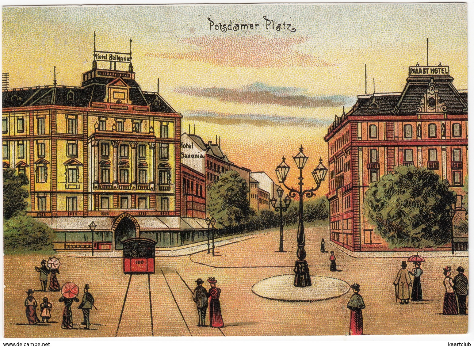 Alt-Berlin - Potsdamer Platz : TRAM/STRAßENBAHN - 'Hotel Bellevue', 'Saxonia' & 'Palast Hotel' - (DDR) - Mitte