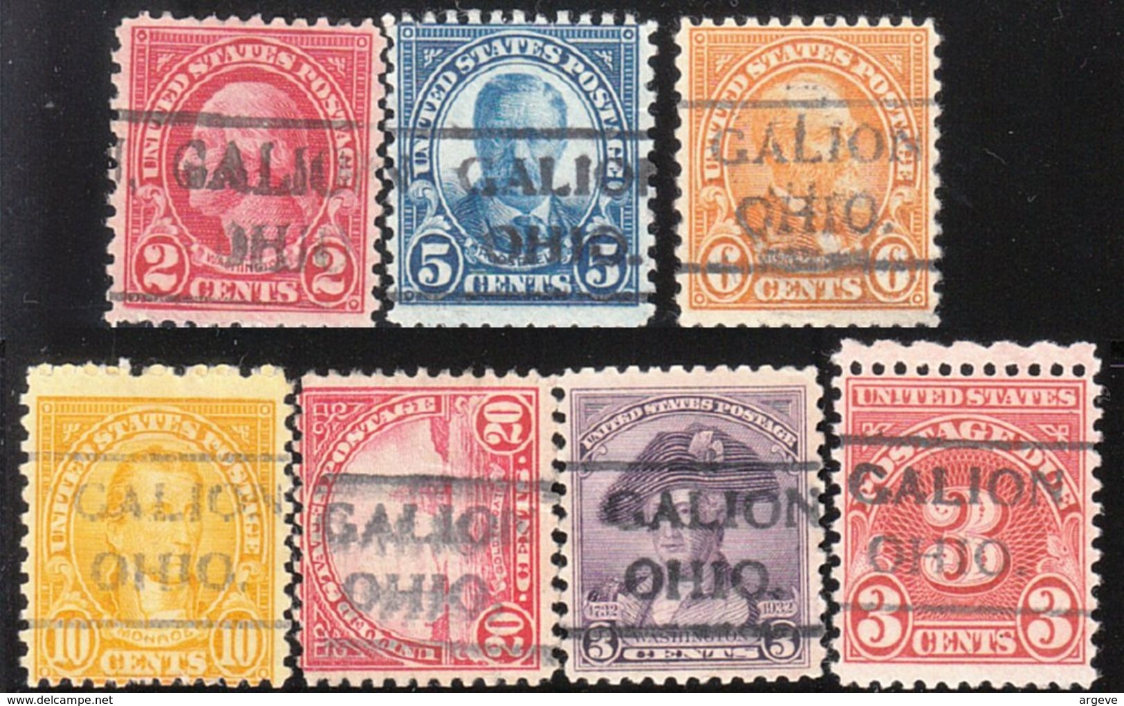 USA Precancel Vorausentwertung Preo, Locals Ohio, Galion 490, 6 Diff. Perf. 11x10 1/2 - Vorausentwertungen