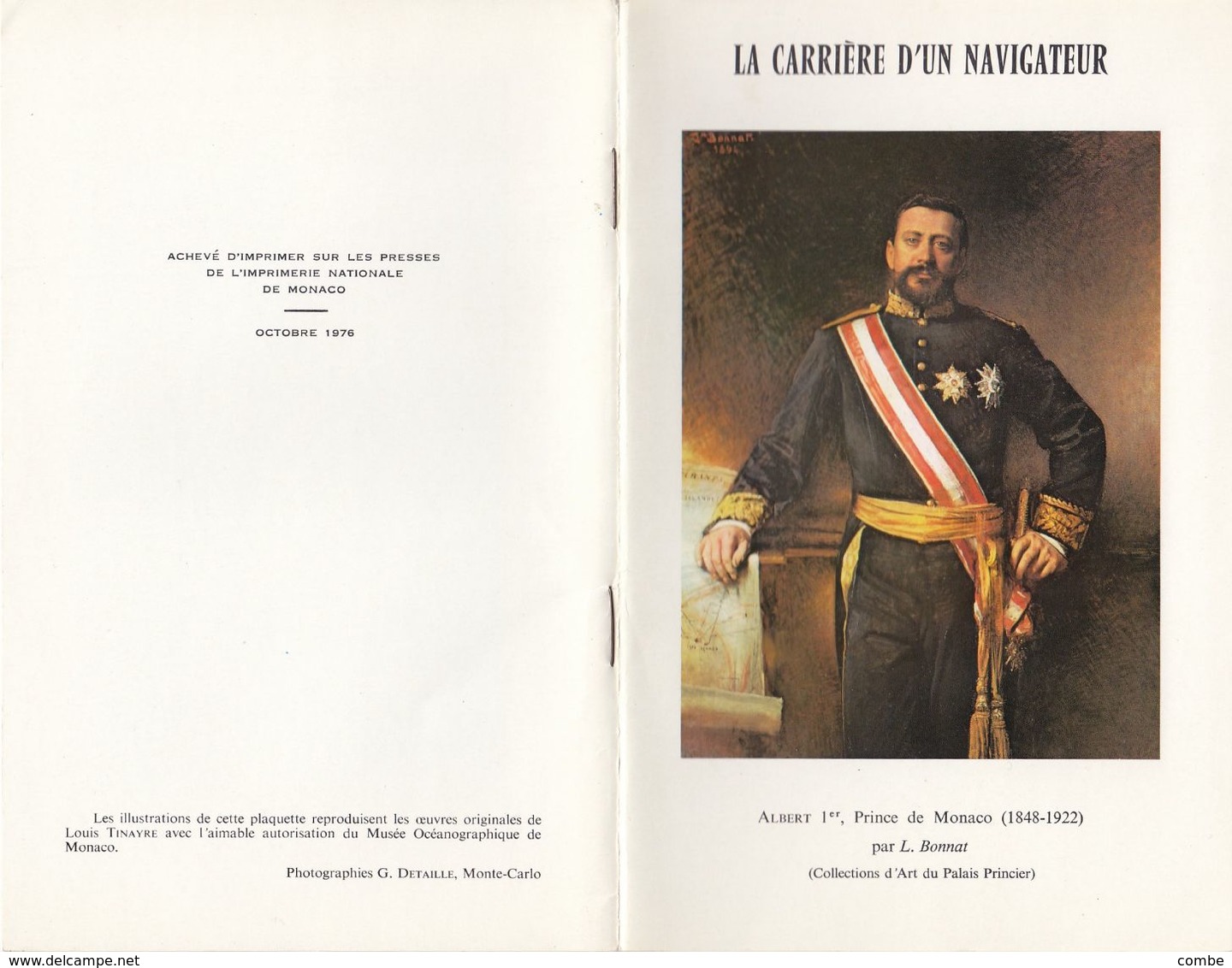 MONACO LIVRET LA CARRIERE D'UN NAVIGATEUR ALBERT I° PAR L.BONNAT. 24 PAGES - Autres & Non Classés