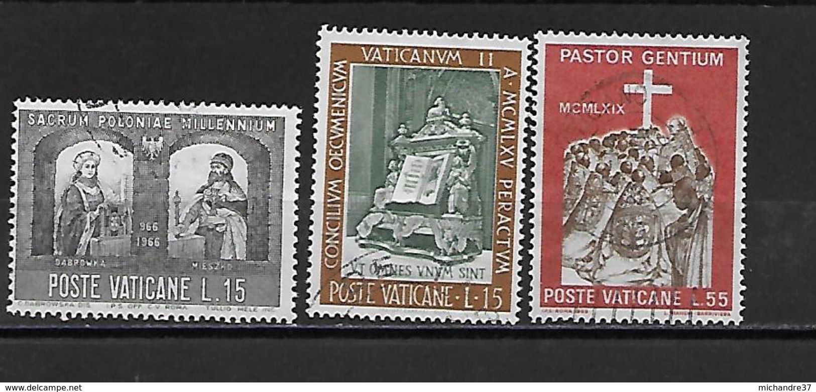 VATICAN 451/458/459 Oblitérés Rond - Oblitérés