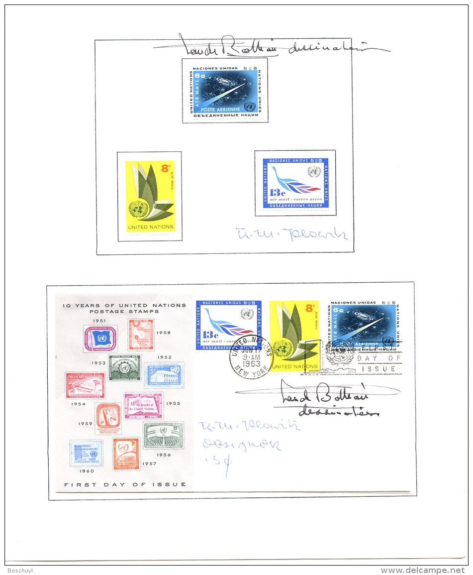 United Nations New York, 1963, Souvenir Brochure By Aero Philatelists, Autographed By Stamp Designers, 500 Exist - Other & Unclassified