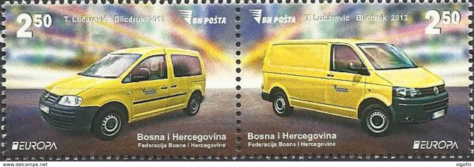 BH 2013-618-9 EUROPA CEPT, BOSNA AND HERZEGOVINA, 1 X 2v, MNH - Autos