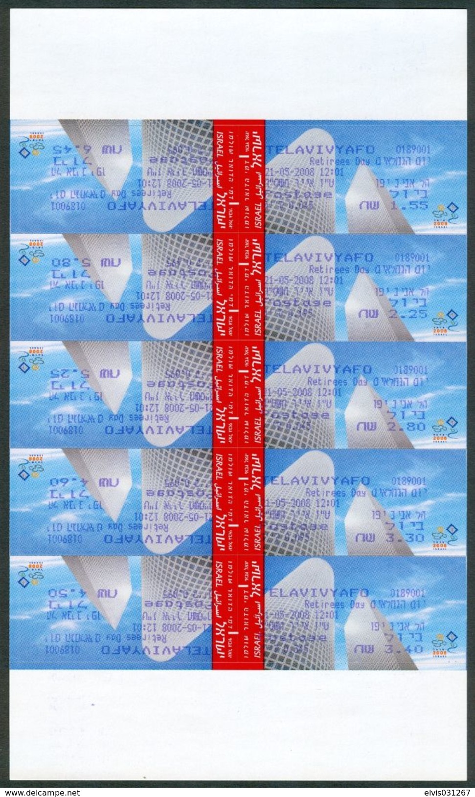 Israel MACHINE LABELS - MASSAD - 2006, View Of Tel Aviv, "RETIREES DAY", Mint Condition, Klussendorf, Frama - Vignettes D'affranchissement (Frama)