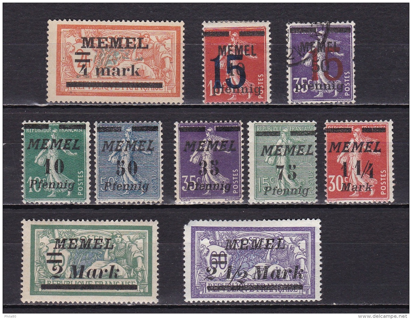 Memel N°31(*), 38*,40,47*,54*,65*,66*,68*,69*,71* - Unused Stamps