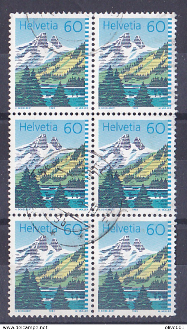 Suisse 1489A Bloc De 6 Obli  Originale 1993 Lacs De Montagne - Geography