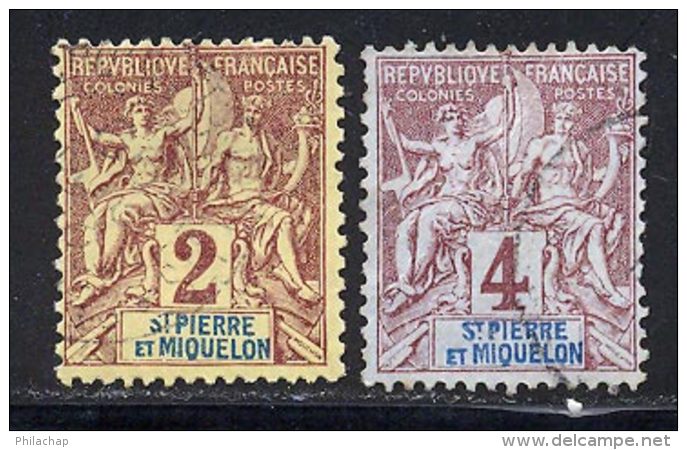 St Pierre Et Miquelon 1892 Yvert 60 / 61 (o) B Oblitere(s) - Usados