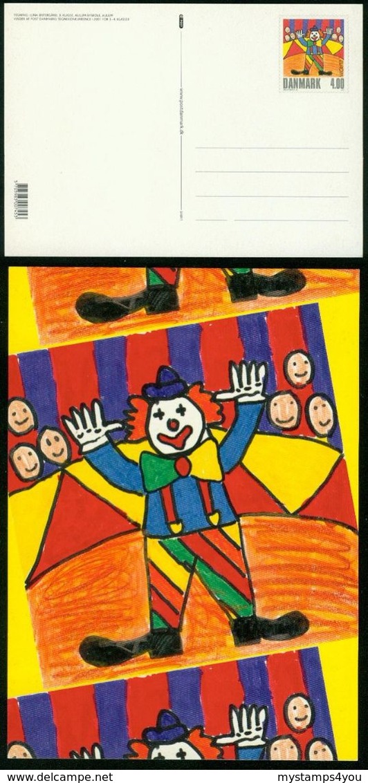 GA Dänemark Ganzsache 2002 - Postkarte MiNr P 323 Motiv 01 - Mint - Zirkus Clown - Interi Postali