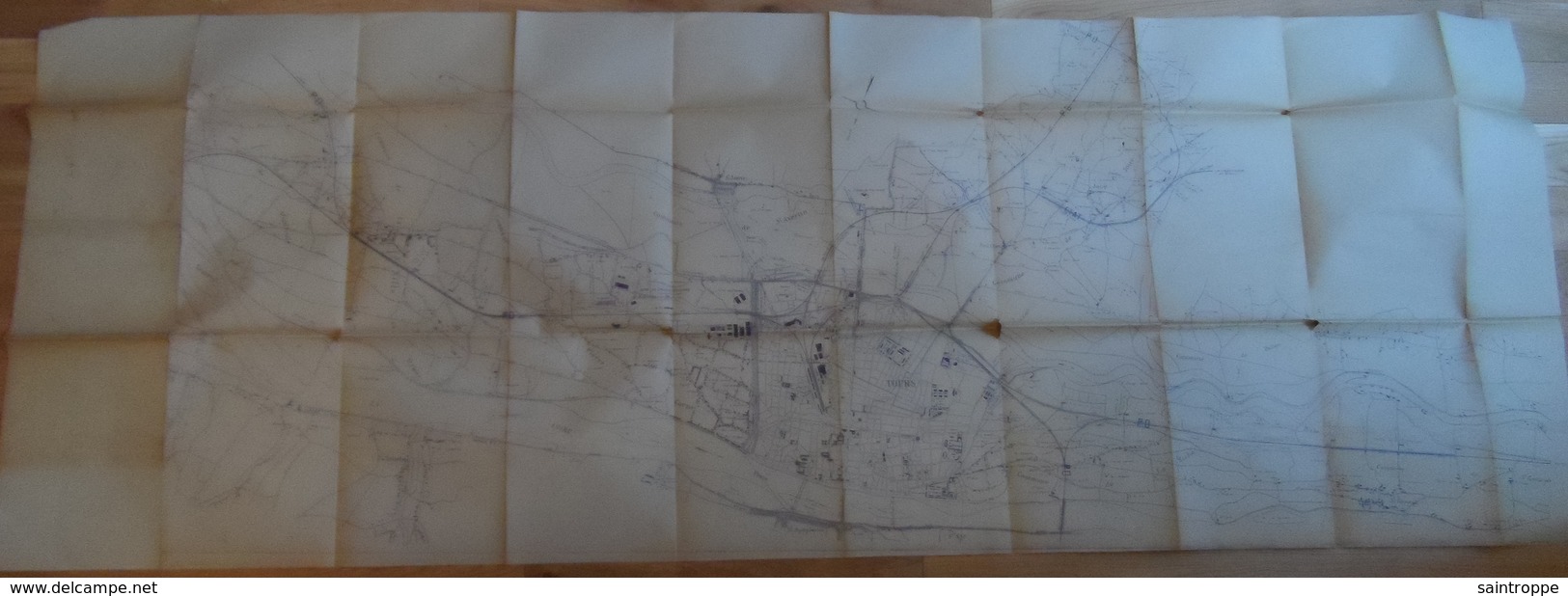 Ville-aux-Dames,Montlouis,Rochecorbon à Gauche.Joué,St.Genouph à Droite Et Tours Au Centre.Voies De Chemin De Fer,routes - Cartes Topographiques