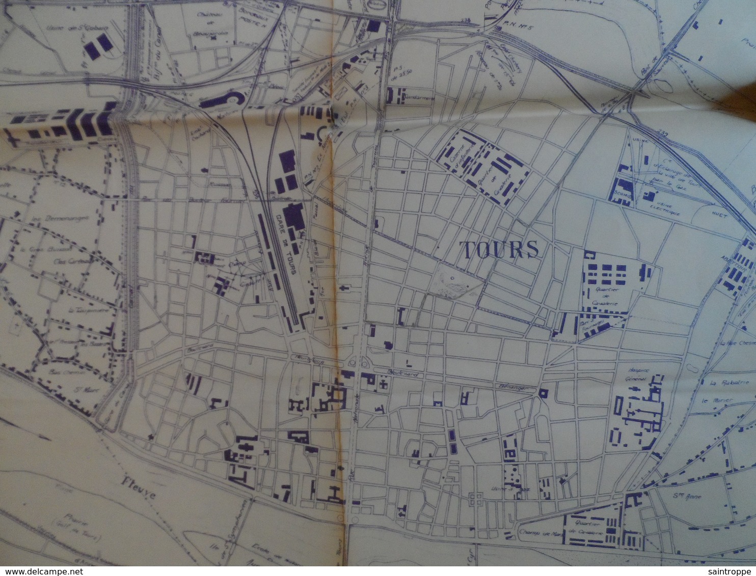 Ville-aux-Dames,Montlouis,Rochecorbon à Gauche.Joué,St.Genouph à Droite Et Tours Au Centre.Voies De Chemin De Fer,routes - Cartes Topographiques