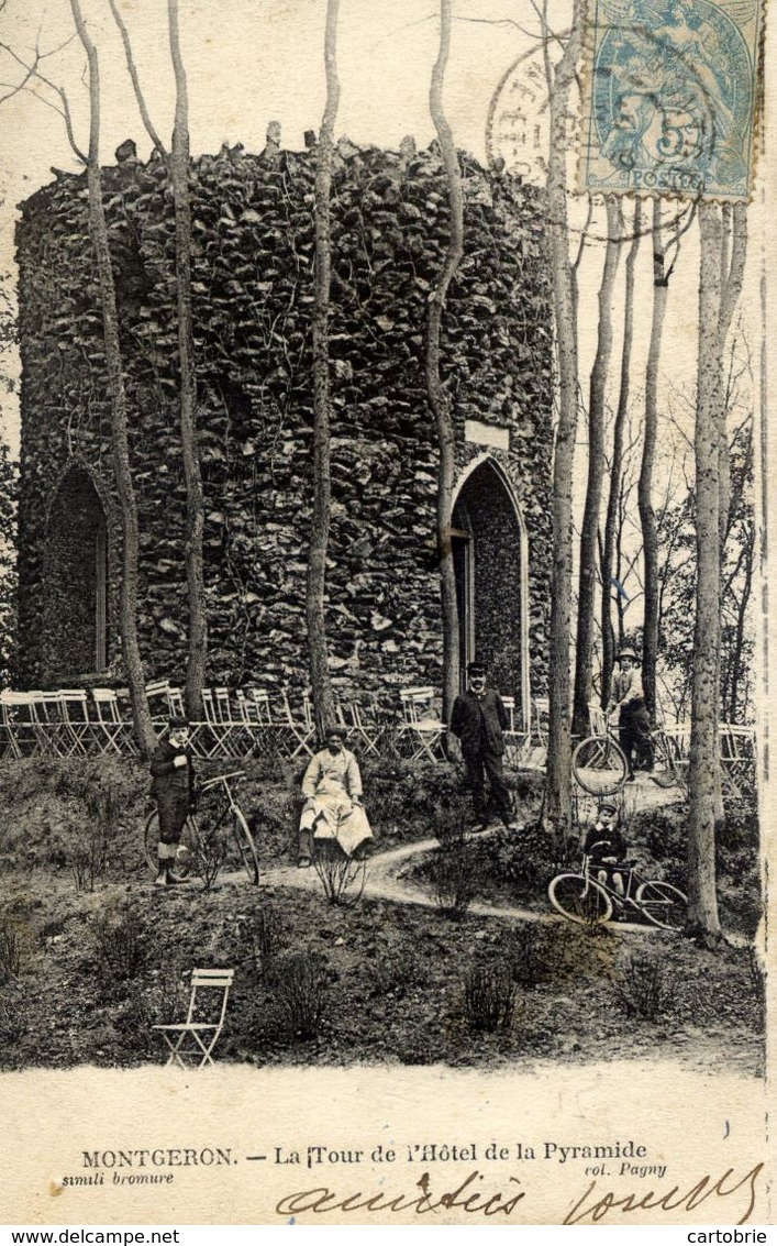 91 MONTGERON - La Tour De L'Hôtel De La Pyramide - Animée, Cyclistes - Montgeron