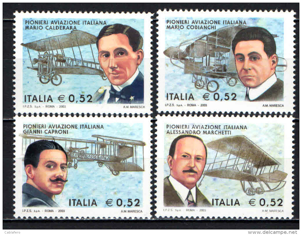 ITALIA - 2003 - CENTENARIO DEL PRIMO VOLO - PIONIERI DELL'ARIA - NUOVI MNH - 2001-10:  Nuovi