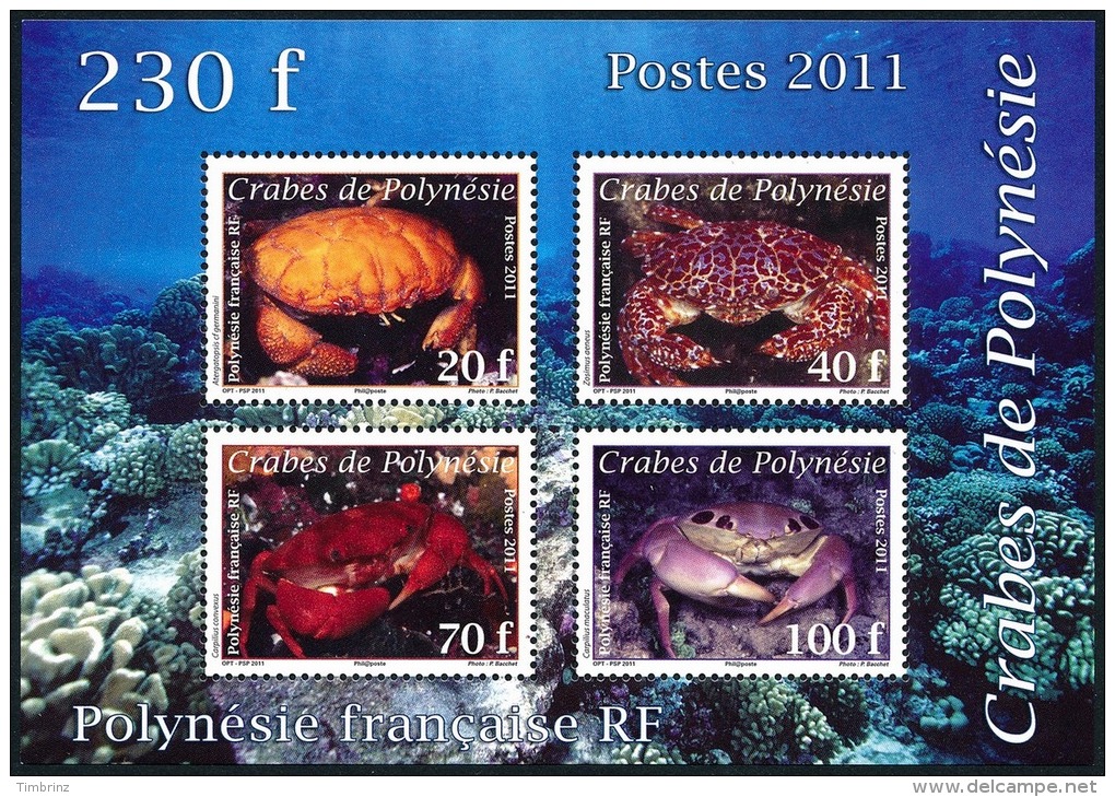 POLYNESIE 2011 - Yv. BF37 (935 à 938) ** SUP  Cote= 5,50 EUR - Crabes (4 Val.)  ..Réf.POL23398 - Blocks & Sheetlets