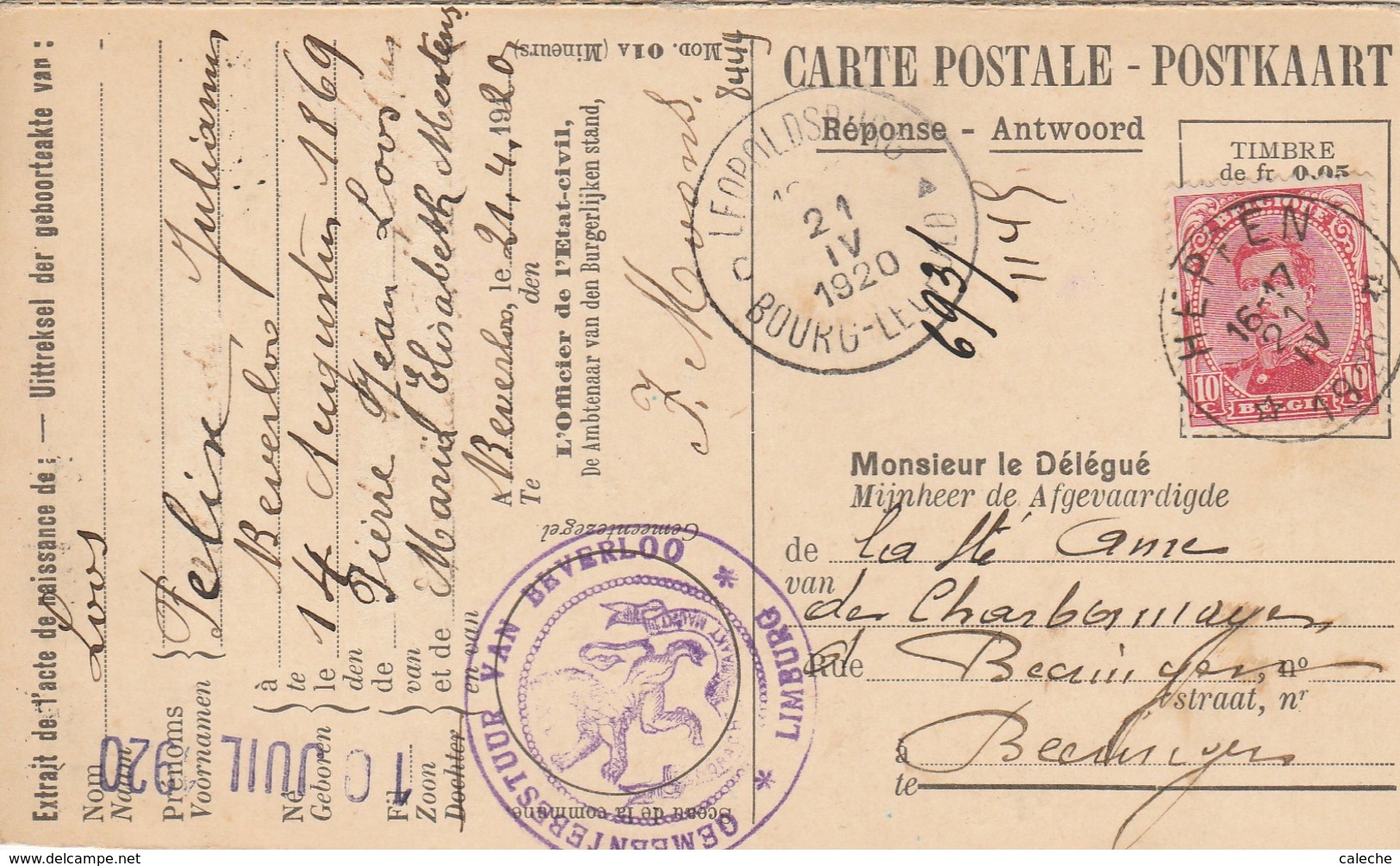 Heppen-Leopoldsburg -Beverloo -Demande D'affiliation à La Caisse De Retraite -relais Heppen 1920 - Leopoldsburg