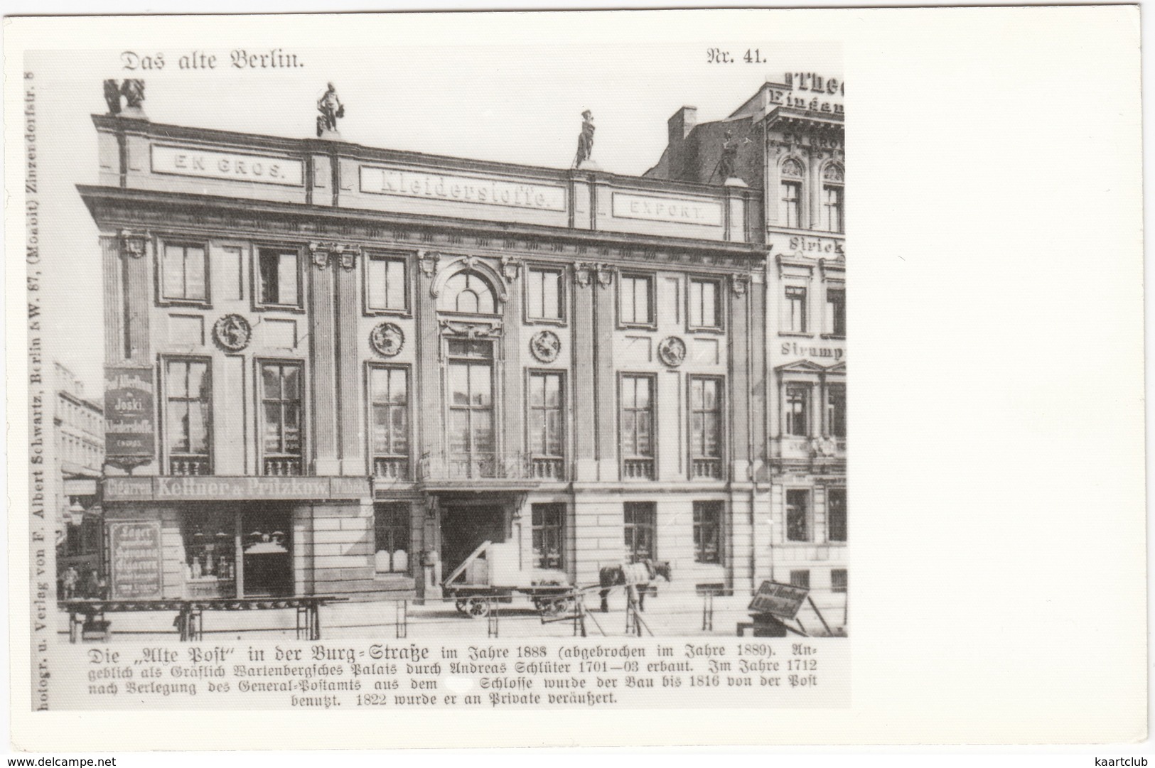 Das Alte Berlin - Die 'Alte Post' In Der Burg-Straße Im Jahre 1888 - (Photo/Foto: 102 Berlin) - Mitte