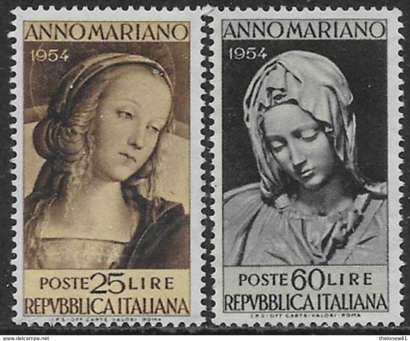 Italia Italy 1954 Anno Mariano Sa N.751-752 Completa Nuova MH * - 1946-60: Ungebraucht