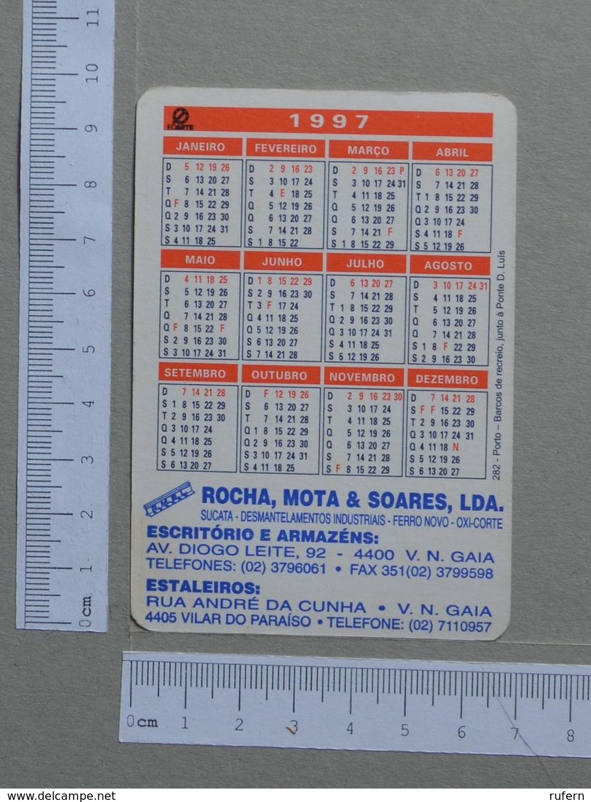 PORTUGAL   1997 - CALENDARIO DE BOLSO - VILA NOVA GAIA  -  2 SCANS  - (Nº20674) - Formato Piccolo : 1991-00