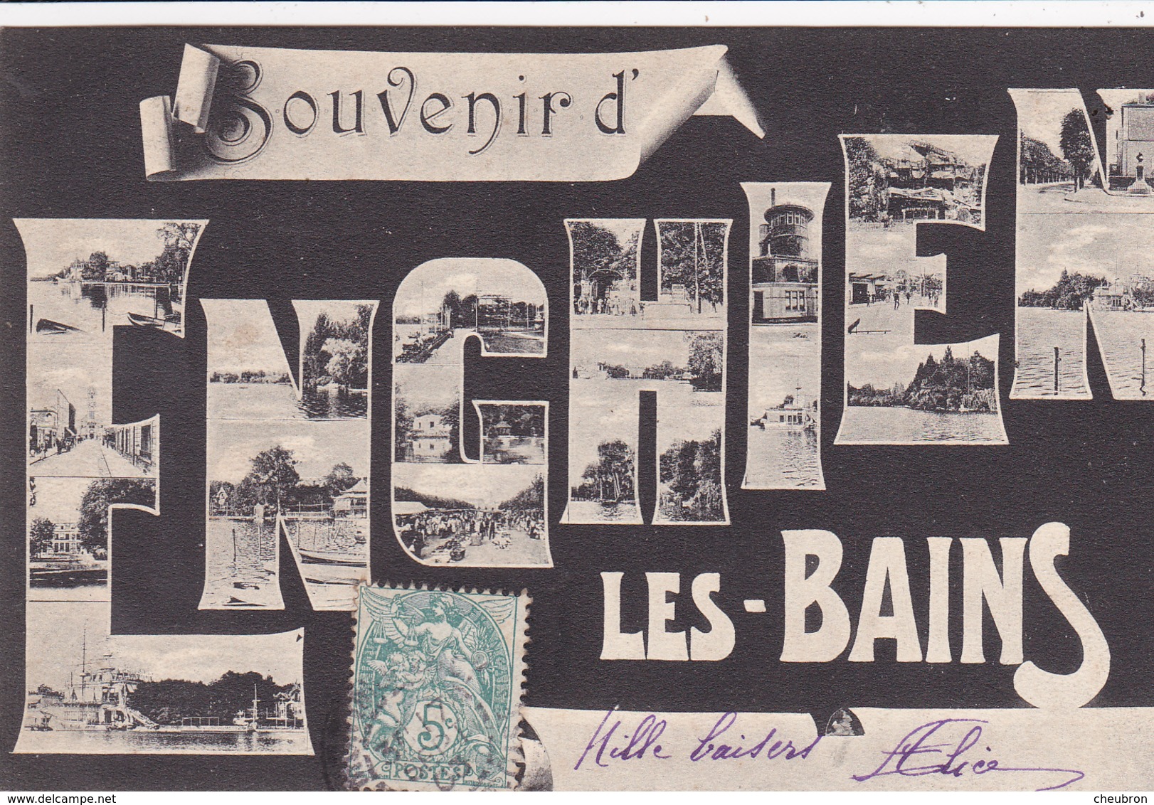 95. ENGHIEN LES BAINS. CPA. SOUVENIR D'ENGHIEN LES BAINS. MULTIVUES DANS LES LETTRES. ANNEE 1905 - Enghien Les Bains