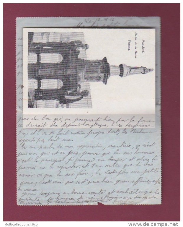 180218 GUERRE 14/18 - FM CORRESPONDANCE AUX ARMEES PORTE SAID Souvenir Du Canal De Suez 1916 Carte Lettre Illustrée - Lettres & Documents