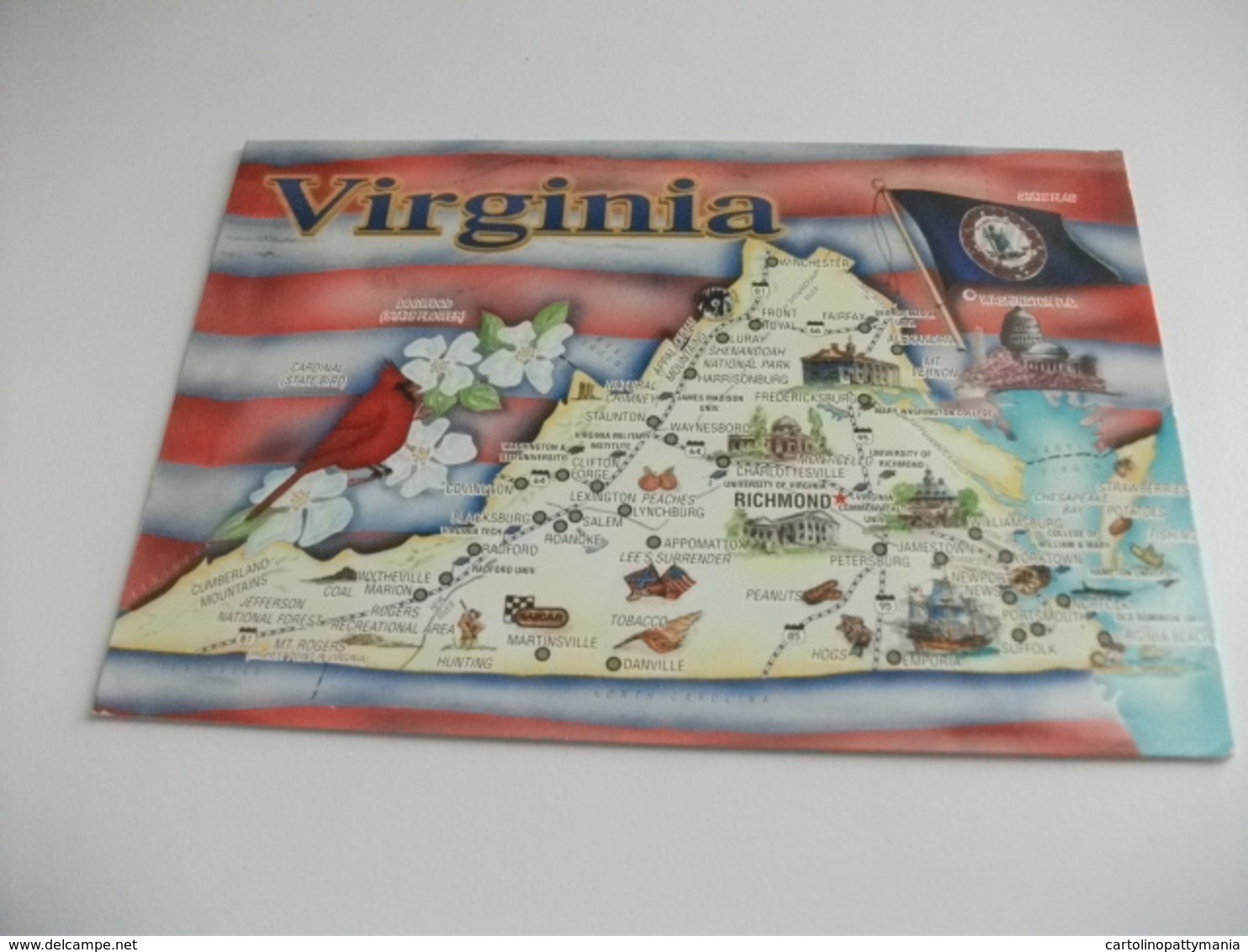 CARTA GEOGRAFICA VIRGINIA  BANDIERA  RICHMOND  U.S.A. - Carte Geografiche