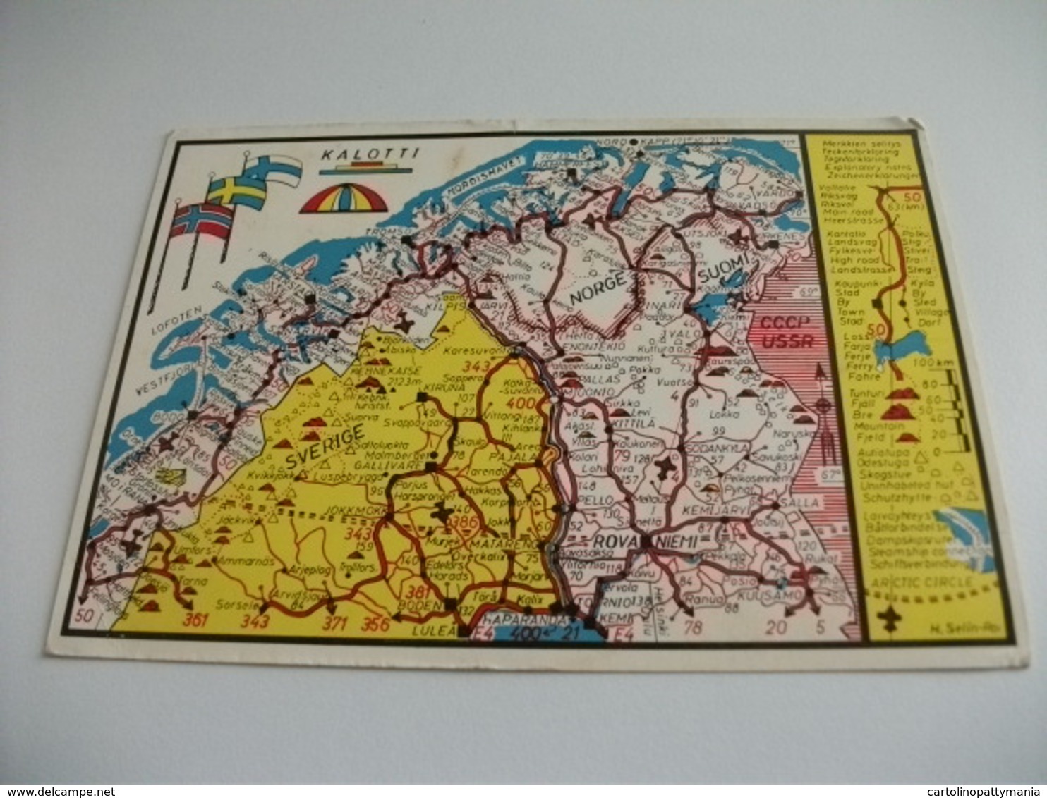 CARTA GEOGRAFICA FINLANDIA SUOMI NORGE SVERIGE CCCP USSR  ROVANIEMI  KALOTTI  STRAPPETTO IN ALTO - Carte Geografiche