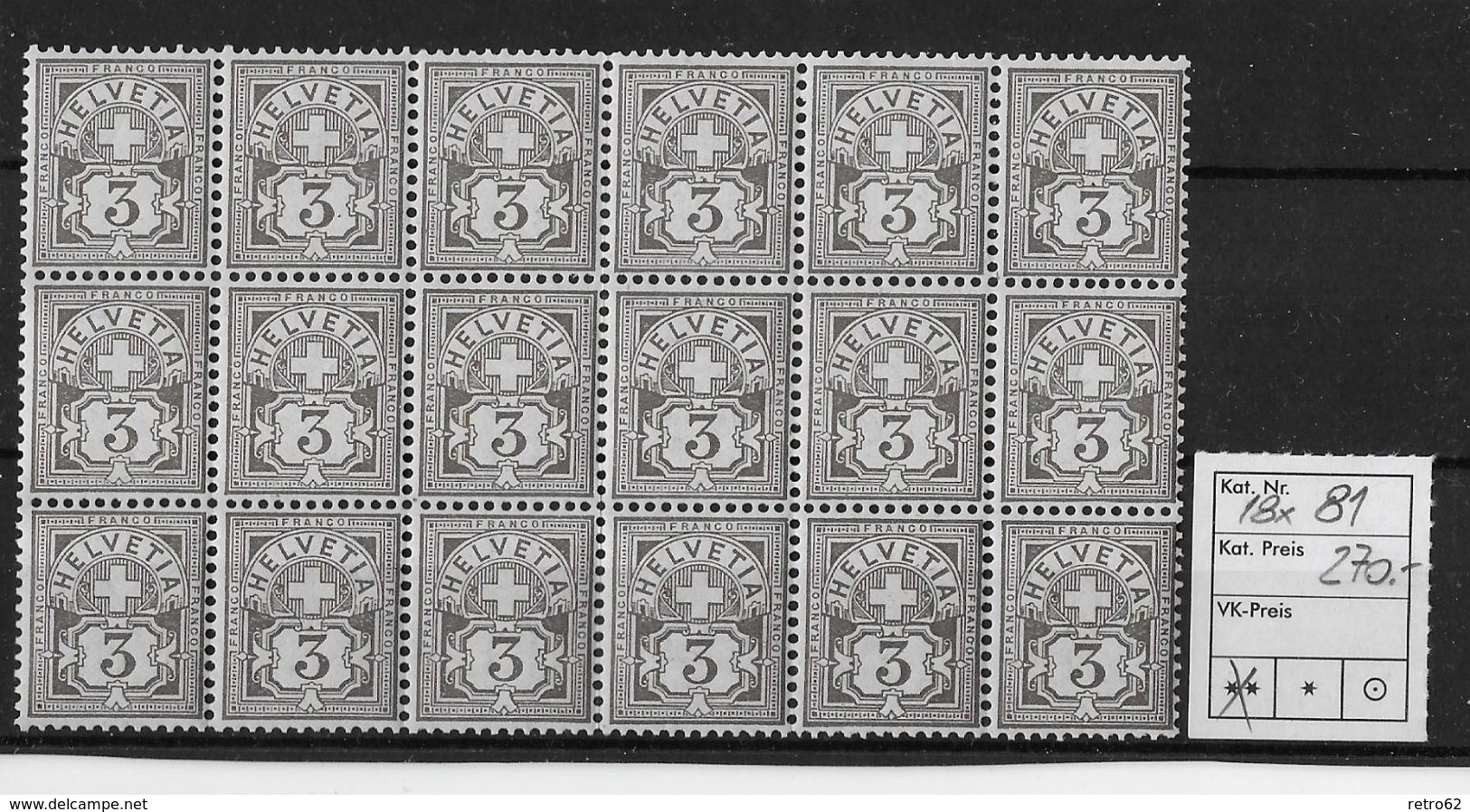 1906 ZIFFERMUSTER Faserpapier Mit Wasserzeichen → Kleinbogen Mit 18 Briefmarken  ►SBK-81 **◄ - Neufs