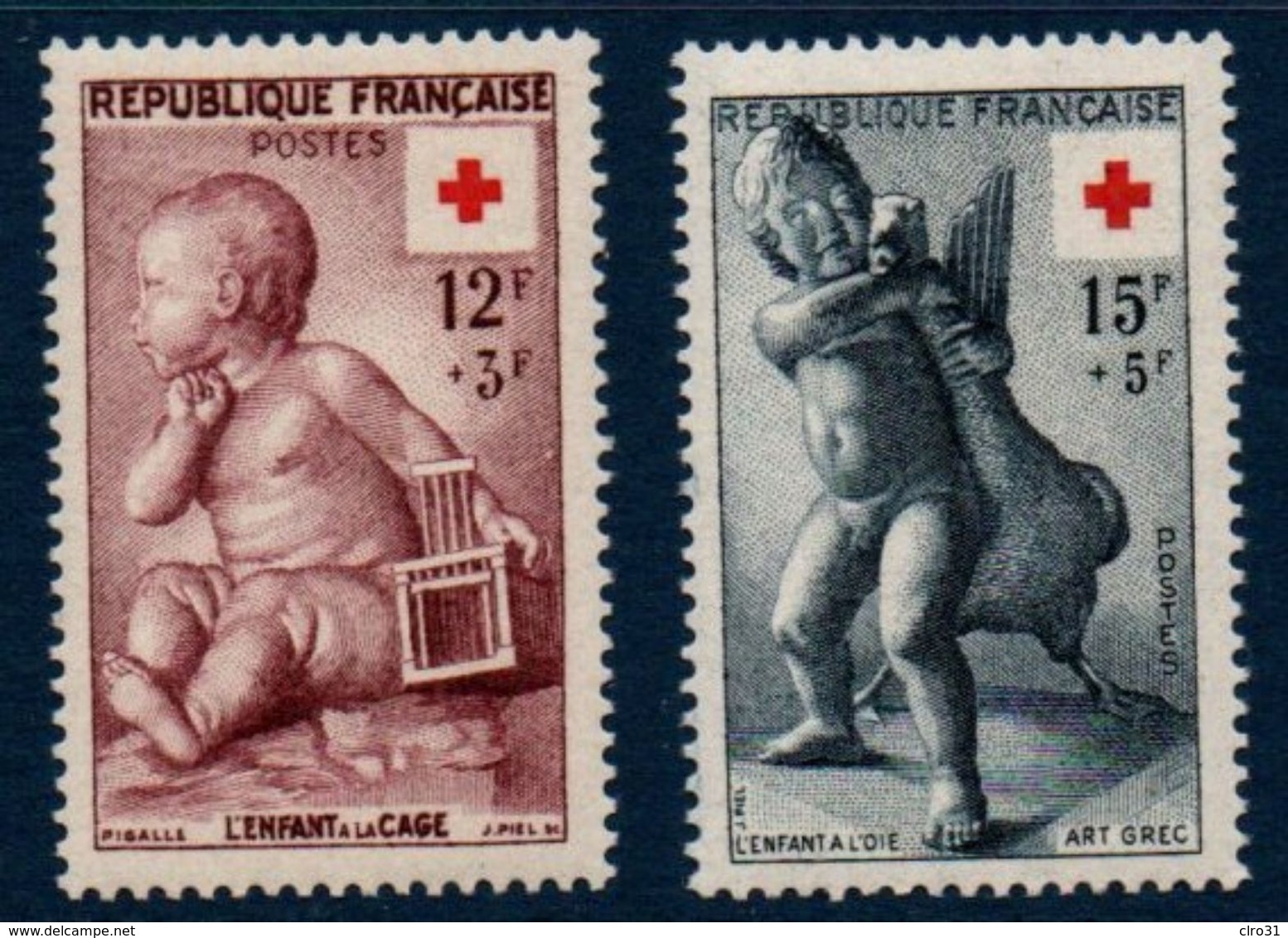 FR 1955  Croix-Rouge   N° YT 1048-1049  ** MNH - Unused Stamps