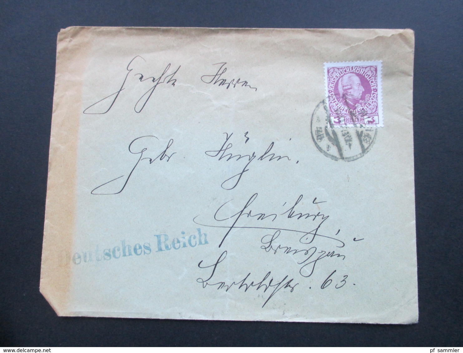 Österreich Ca. 1908 Nr. 141 EF In Das Deutsche Reich (Blauer Stempel) Vignette Verein Deutsches Haus In Wien - Briefe U. Dokumente