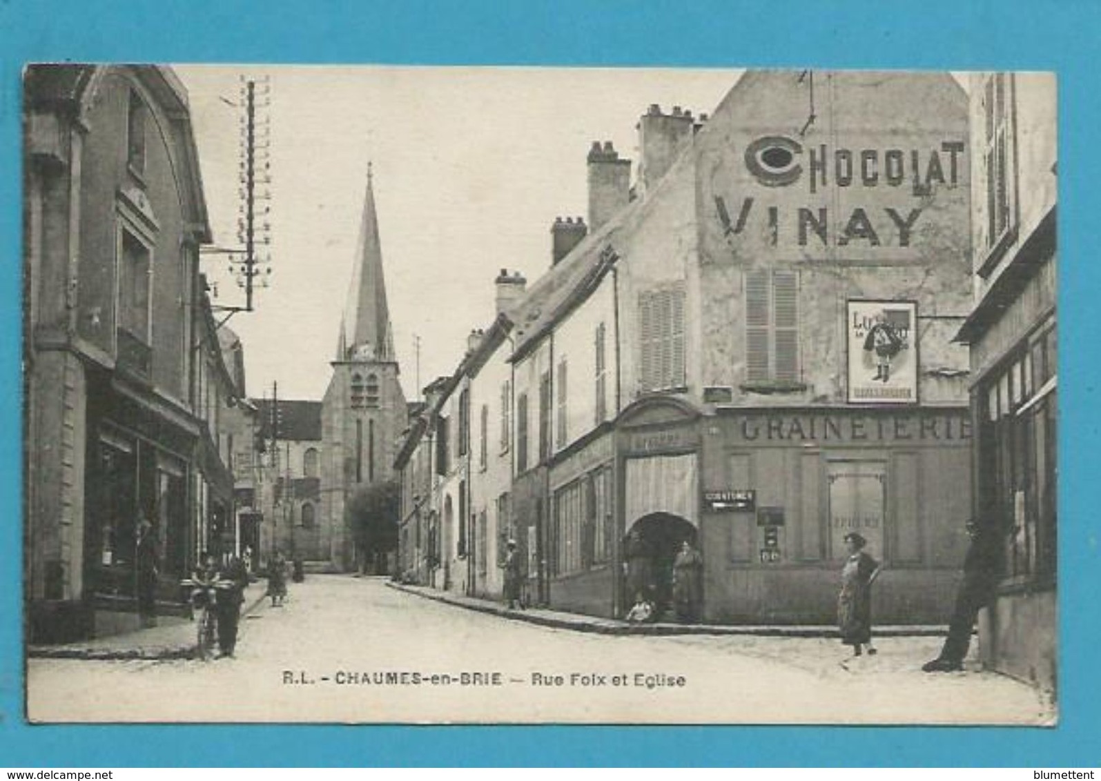 CPA Commerce Métier Rue Foix Et Eglise CHAUMES-EN-BRIE 77 - Autres & Non Classés