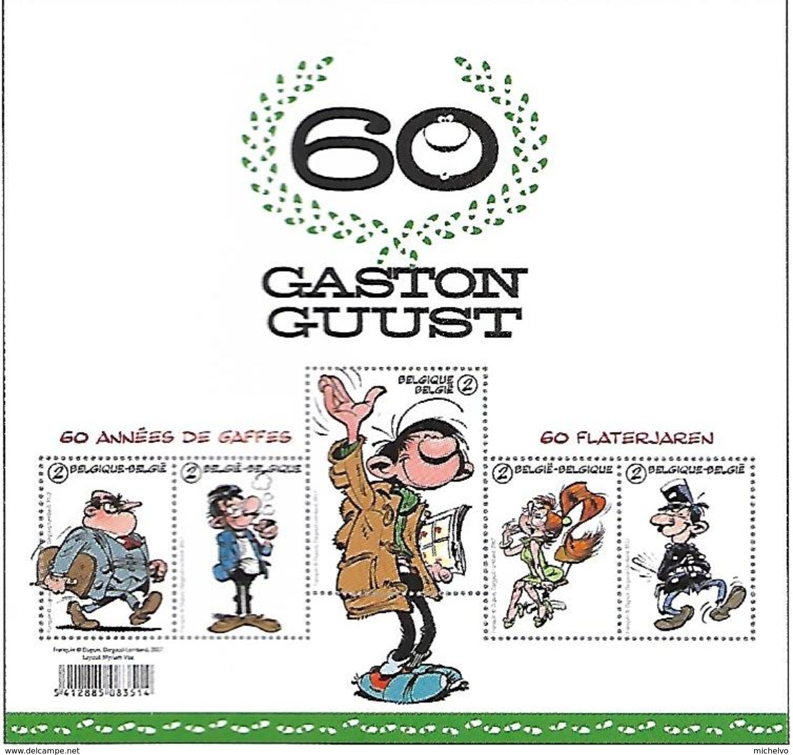 Belg. 2017 - COB N° BL 246 ** - Gaston Lagaffe (timbres 4666 à 4670) - Nuevos