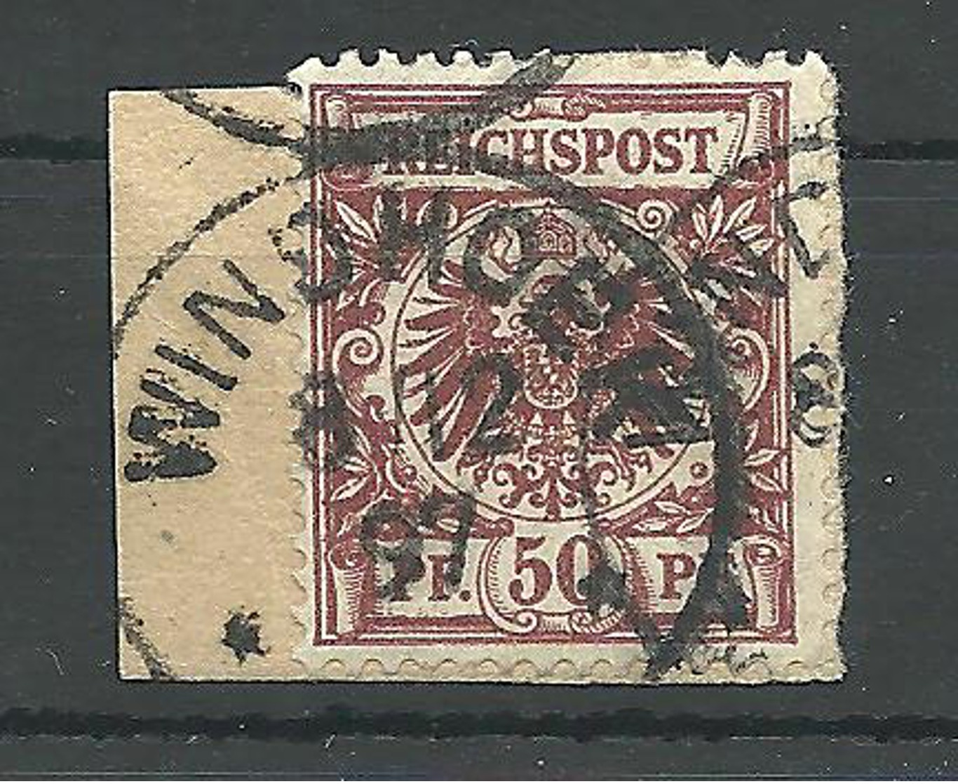 (950749) DSWA 1897  Vorläufer   50Pf Briefstück  Windhoek Geprüft - German South West Africa