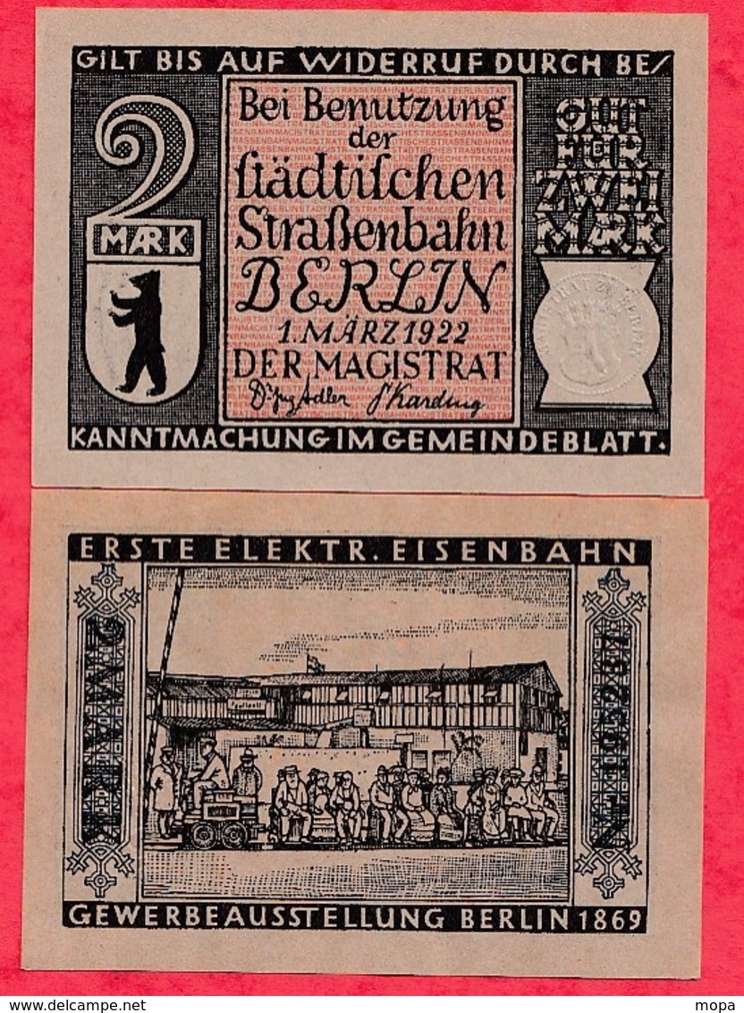 Allemagne 1 Notgeld 2 Mark  Stadt Berlin état Lot N °45 - Collezioni