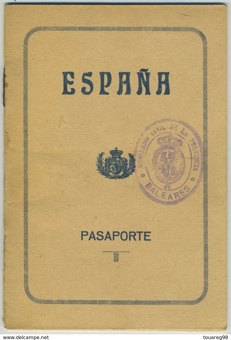 Passeport Espagnol Valable Pour La France. España. Pasaporte. Délivré à Palma De Mallorca En 1930. - Documents Historiques