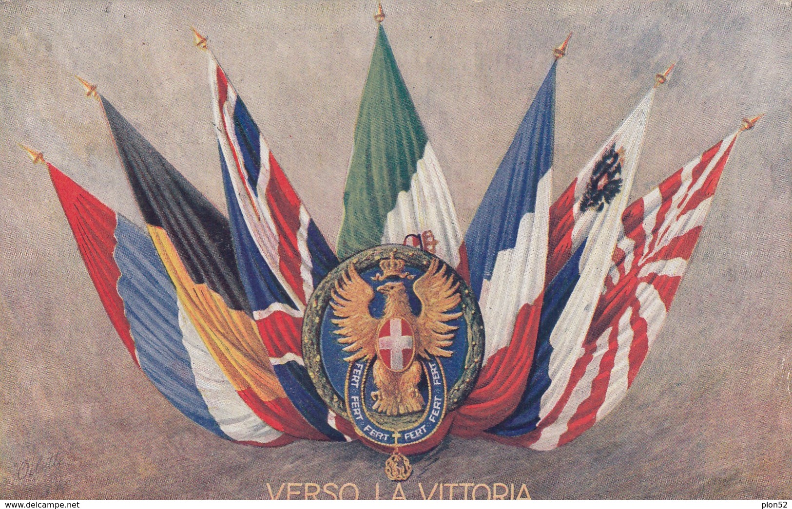 11634-"VERSO LA VITTORIA"-BANDIERE-1915-FP - Patriottiche