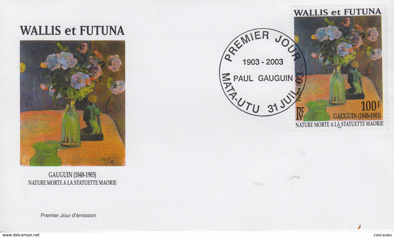 Enveloppe  FDC  1er  Jour    WALLIS  Et  FUTUNA     Oeuvre  De   Paul   GAUGUIN   2003 - FDC