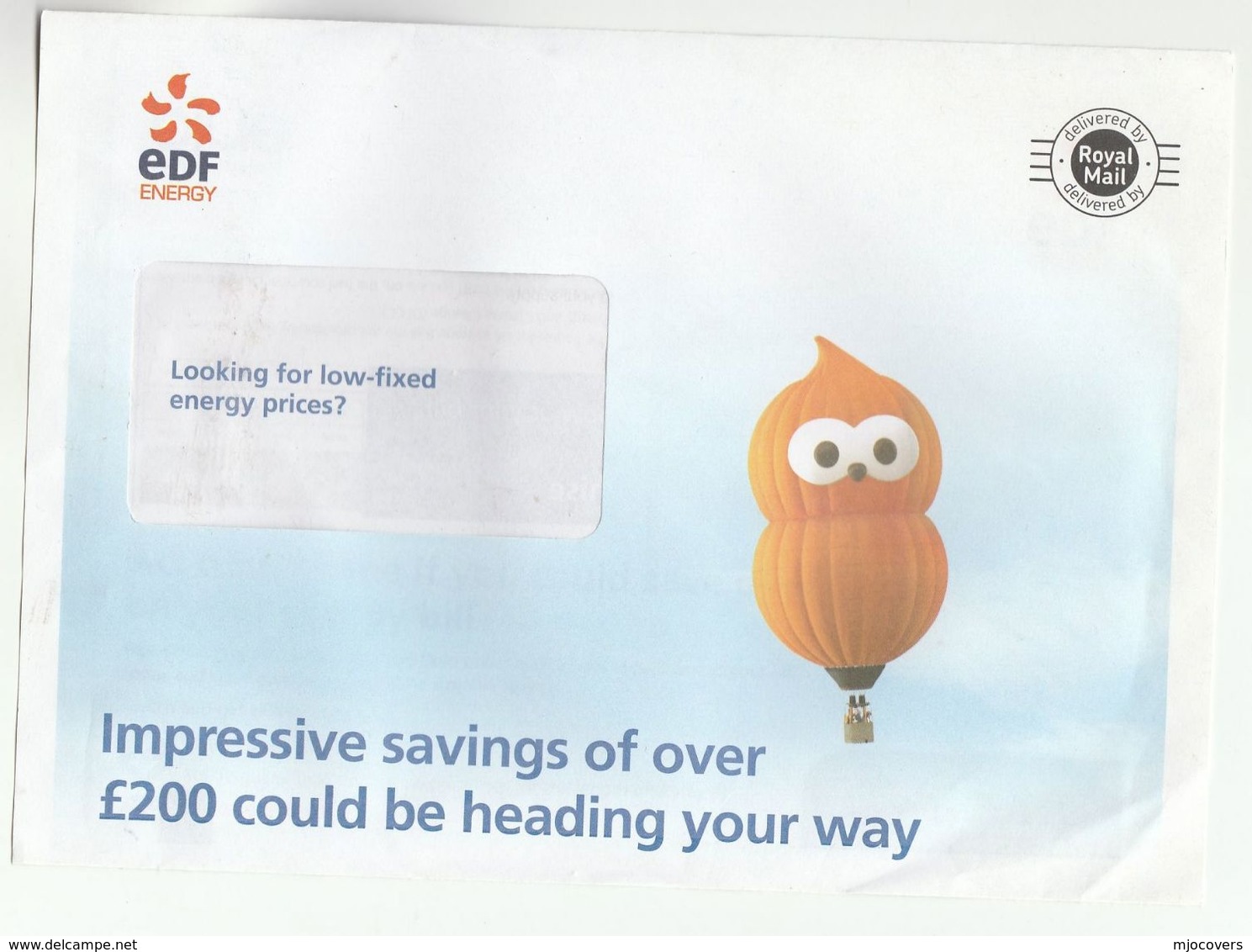 2016 EDF ENERGY Illus ADVERT COVER GAS Emblem  Prepaid Stamps DELIVERED BY ROYAL MAIL Gb Minerals - Gaz