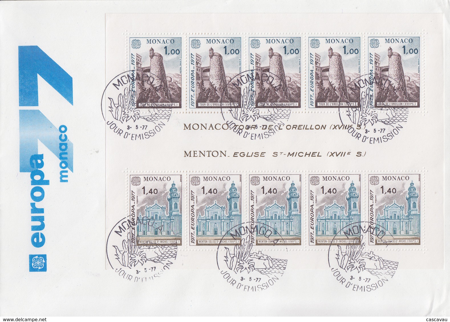 Enveloppe  FDC  1er  Jour   MONACO   Bloc   Feuillet    EUROPA    1977 - 1977