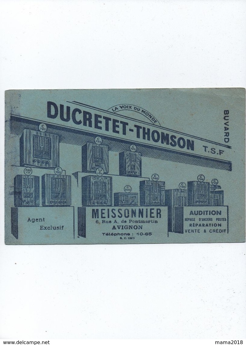 Buvard Publicitaire   Ducretet _Thomson   TSF    Messonnier Avignon - Autres & Non Classés