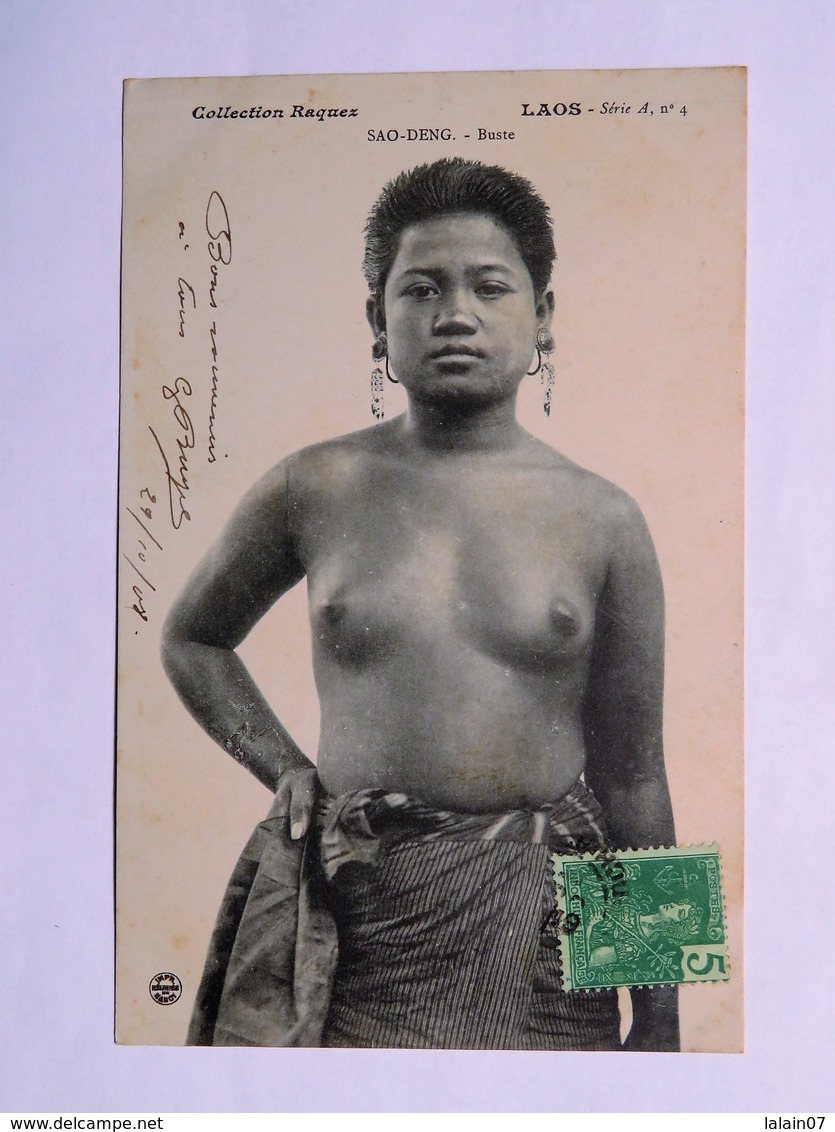 C.P.A. LAOS : SAO-DENG Buste, Seins Nus, Timbre En 1908 - Laos