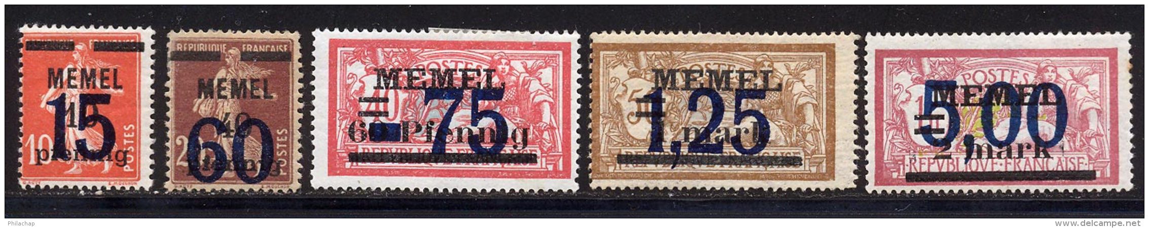 Memel 1921 Yvert 38 - 41 / 44 * TB Charniere(s) - Neufs